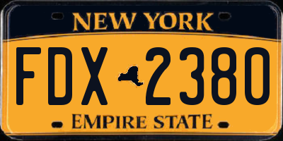 NY license plate FDX2380