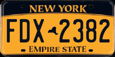 NY license plate FDX2382
