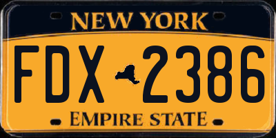 NY license plate FDX2386