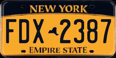 NY license plate FDX2387