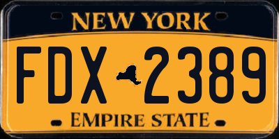 NY license plate FDX2389