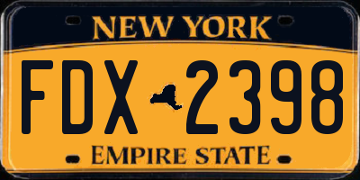 NY license plate FDX2398