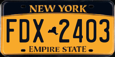 NY license plate FDX2403