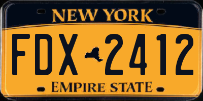 NY license plate FDX2412