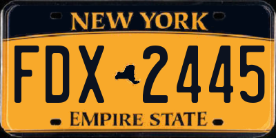 NY license plate FDX2445