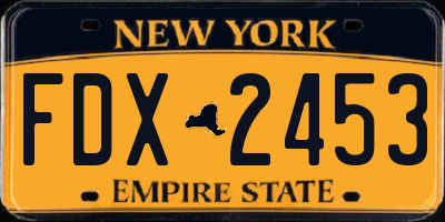 NY license plate FDX2453