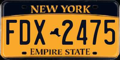 NY license plate FDX2475