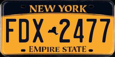NY license plate FDX2477