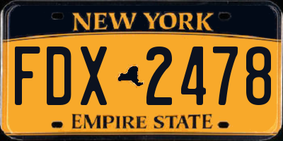 NY license plate FDX2478
