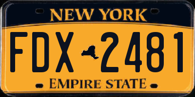 NY license plate FDX2481
