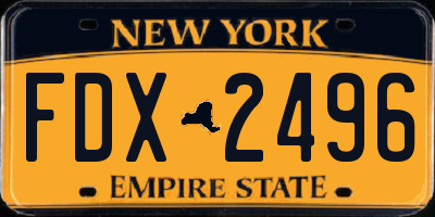 NY license plate FDX2496