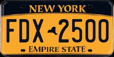 NY license plate FDX2500