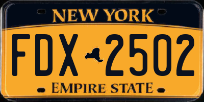 NY license plate FDX2502