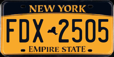 NY license plate FDX2505