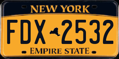 NY license plate FDX2532