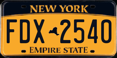NY license plate FDX2540