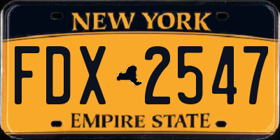 NY license plate FDX2547