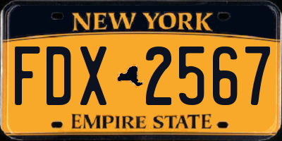 NY license plate FDX2567