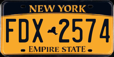NY license plate FDX2574