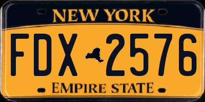 NY license plate FDX2576