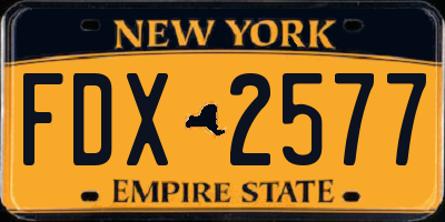 NY license plate FDX2577