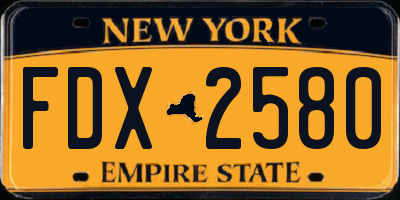 NY license plate FDX2580