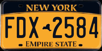 NY license plate FDX2584