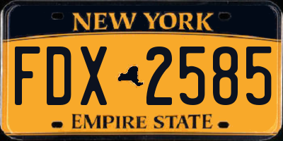 NY license plate FDX2585