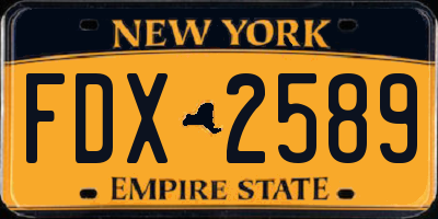 NY license plate FDX2589