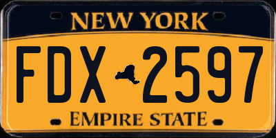 NY license plate FDX2597