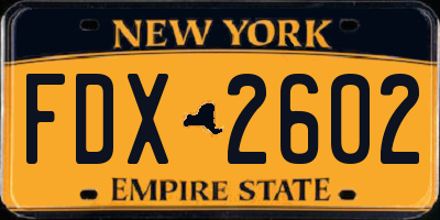 NY license plate FDX2602