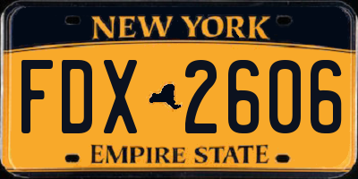 NY license plate FDX2606