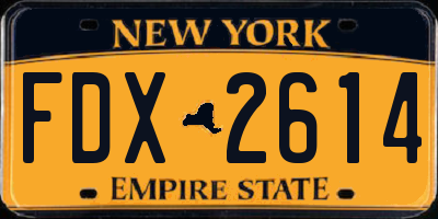 NY license plate FDX2614