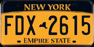 NY license plate FDX2615