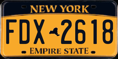 NY license plate FDX2618
