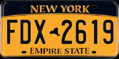 NY license plate FDX2619