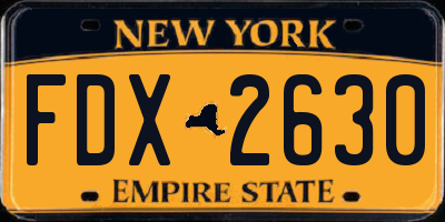 NY license plate FDX2630