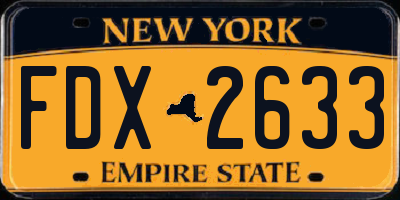 NY license plate FDX2633