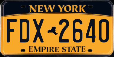NY license plate FDX2640