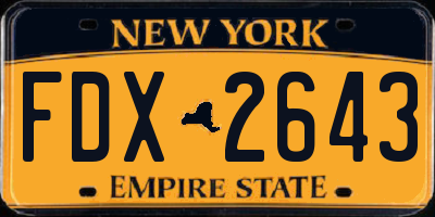 NY license plate FDX2643