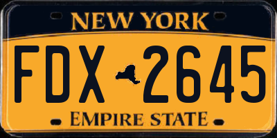 NY license plate FDX2645