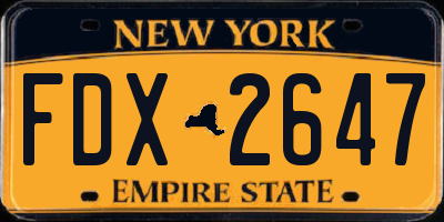 NY license plate FDX2647
