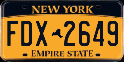 NY license plate FDX2649