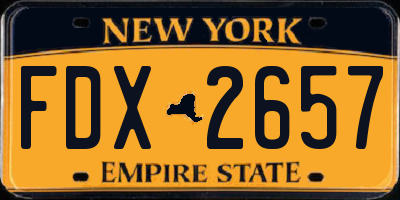 NY license plate FDX2657