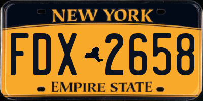NY license plate FDX2658