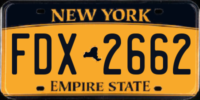 NY license plate FDX2662