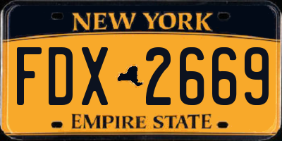 NY license plate FDX2669