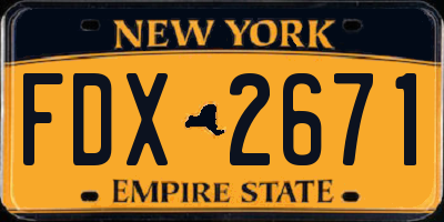 NY license plate FDX2671