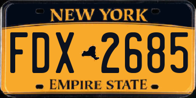 NY license plate FDX2685