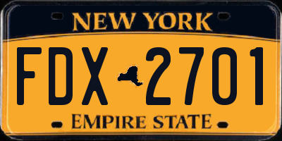 NY license plate FDX2701